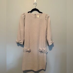 H&M Cream Textured Dress with Rosette Detail